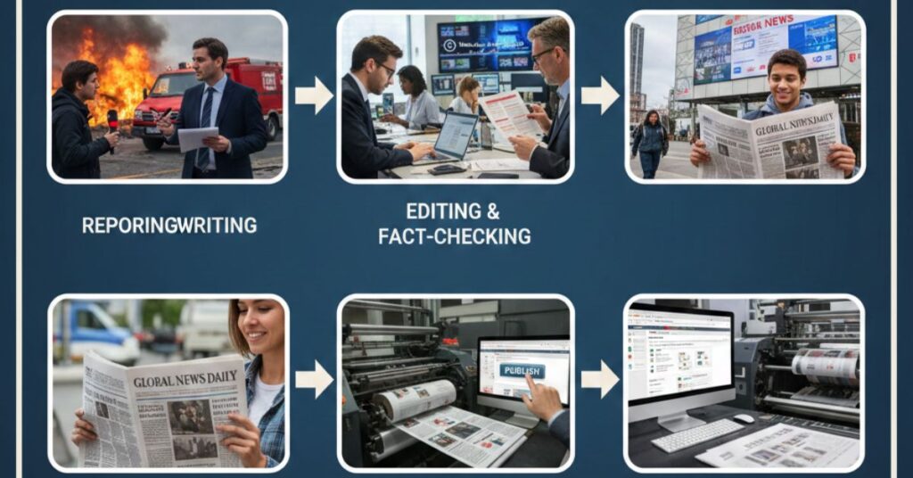How News Is Reported: From Source to Publication